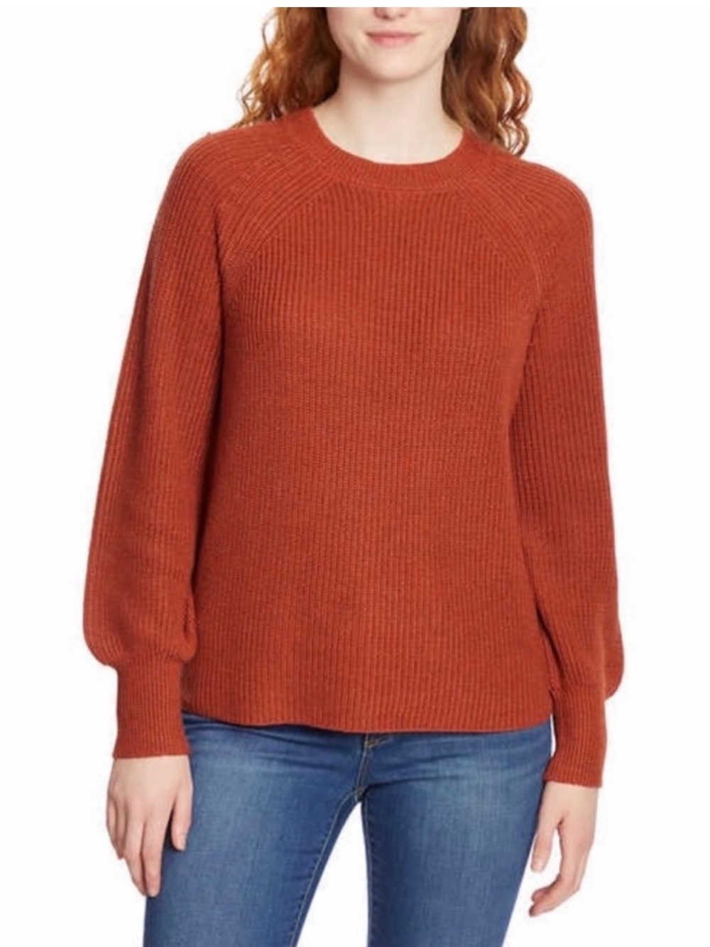 Jessica Simpson Rust Crewneck Rib-Knit Sweater